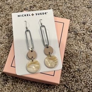 NIB NICKEL & SUEDE EARRINGS